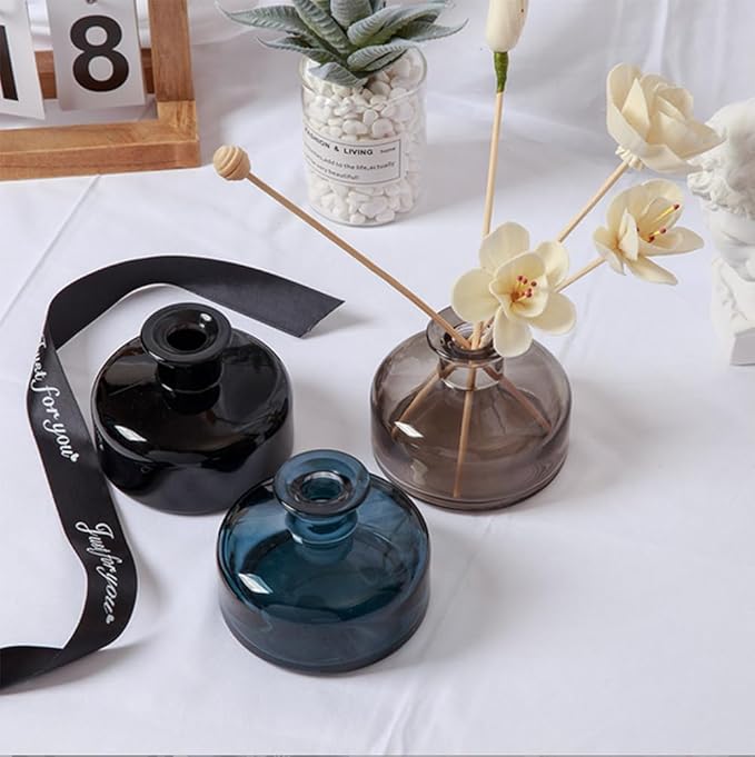 200 ml/6.7 oz Empty Glass Diffuser Bottles Refillable Aromatherapy Jar Container DIY Replacement Reed Diffuser Accessories Essential Oils Crafts DecoBlue