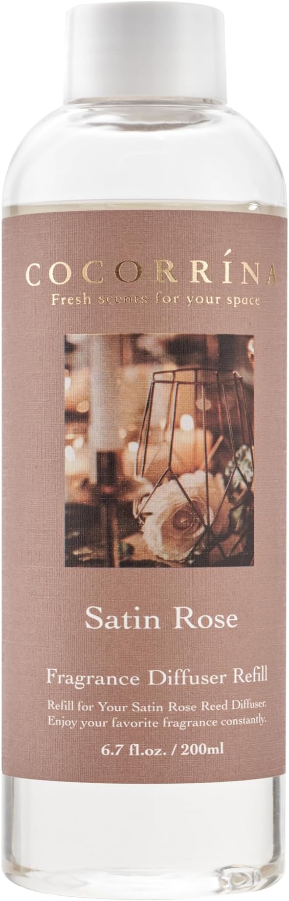 COCORRÍNA Reed Diffuser Refill - Satin Rose 6.7 Oz Reed Diffuser Oil Refill Home Fragrance for Bedroom, Bathroom Home Decor