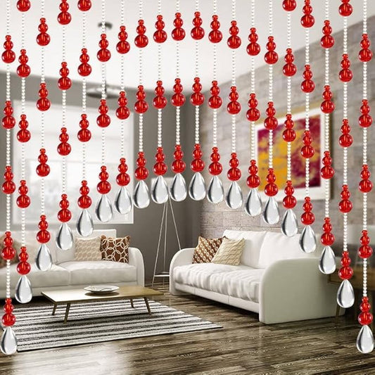 Hanging Glass Door Beads Beaded Curtains Valance Self-Adhesive for Doorways Crystals Stran Arched Windows, Clear Crystal Room Bead Partition Curtain Door Frame Beads for Doorways Closets 7