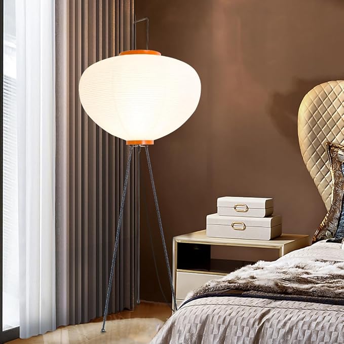 Rice Paper Floorlamp,Paper Floor Lamp,Noguchi Lamp,Akari Japanese Lantern Lamps for Wabi Sabi Decor,Tall Floorlamp for Livingroom,Tripod Floor Lamps,Office Home Lighting,Unique Standing Linght Bedroom