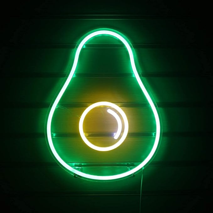 LUCUNSTAR Avocado Neon Sign Green Led Sign Fruit Neon Lights Cute Neon Signs USB Powered Switch Light Up Signs Neon Signs for Wall Decor Kids Room Bedroom Store Christmas Birthday Party Signs