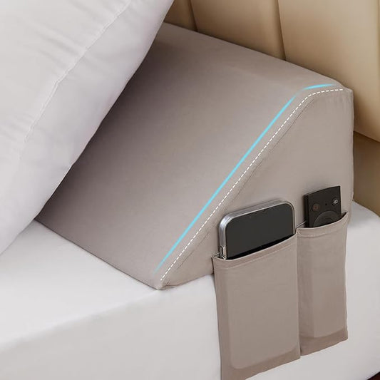 King Bed Wedge Pillow for Headboard, Foam Headboard Pillow, Bed Gap Filler, Mattress Wedge, Mattress Gap Filler King - Fill The Gap (0-7") Between Headboard and Mattress (Gray, 76"x10"x6")