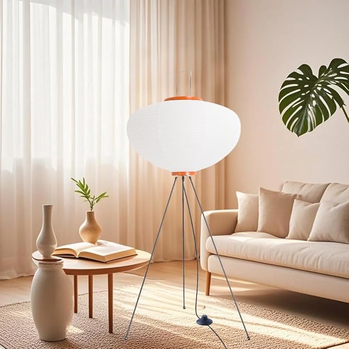 Rice Paper Floorlamp,Paper Floor Lamp,Noguchi Lamp,Akari Japanese Lantern Lamps for Wabi Sabi Decor,Tall Floorlamp for Livingroom,Tripod Floor Lamps,Office Home Lighting,Unique Standing Linght Bedroom