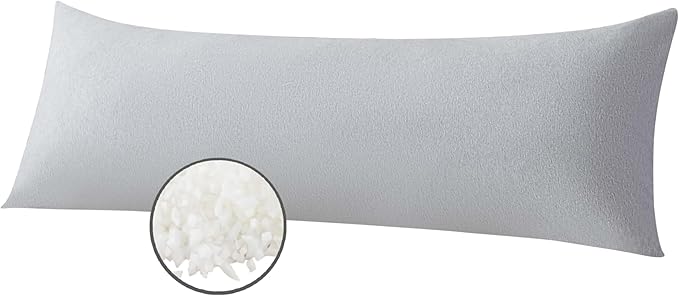 WhatsBedding Memory Foam Body Pillow for Adults, Long Body Pillow for Sleeping, Full Body Pillow for Bed (Removable Cotton Jersey Knitted Cover) - Light Grey