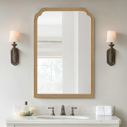 WallBeyond Wood Bathroom Mirrors for Wall Mounted, 24" x 36" Rustic Wood Frame Wall Mirrors Decorative for Living Room or Bedroom Vanity Mirror (Natural Color)