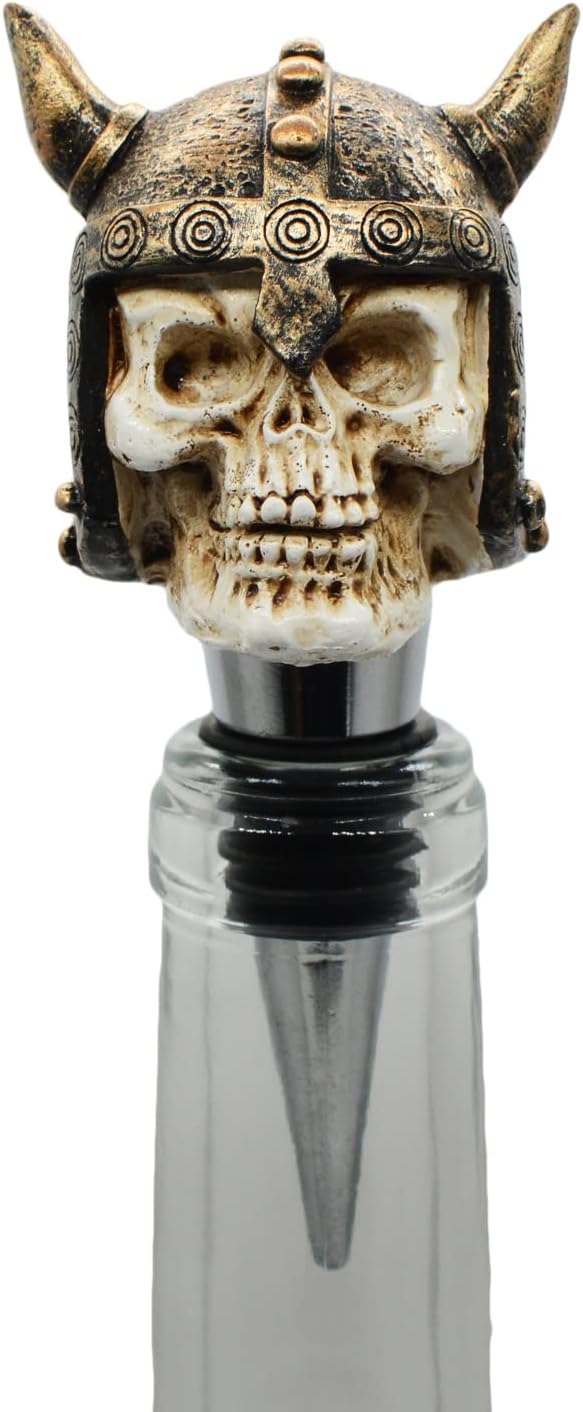 Wine Bottle Stopper Horns Helmet Viking Skull Decorative Beverage Wine Cork for Man Housewarming Gift,Christmas,Thanksgiving,Bronze