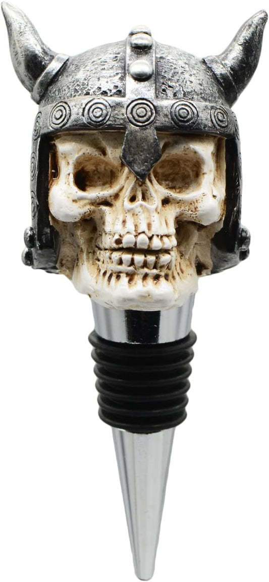 Wine Bottle Stopper Horns Helmet Viking Skull Decorative Beverage Wine Cork for Man Housewarming Gift,Christmas,Thanksgiving,Silver