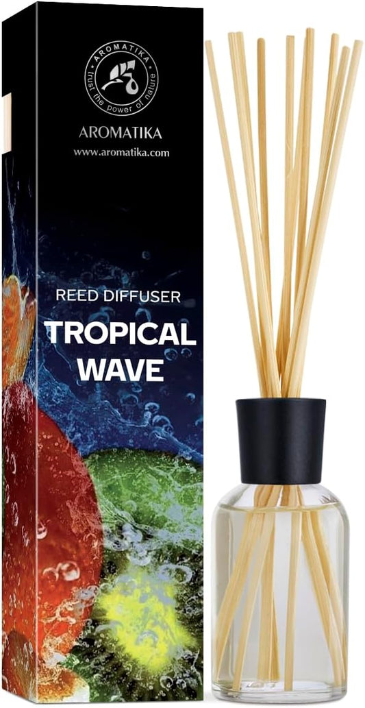 Reed Diffuser Tropical Wave 3.4 Fl Oz (100ml) - Room Diffuser with Exotic and Fresh Scent - Fragrance Diffuser with Rattan Sticks - Room Freshener - Scented Diffusers - Home Fragrance