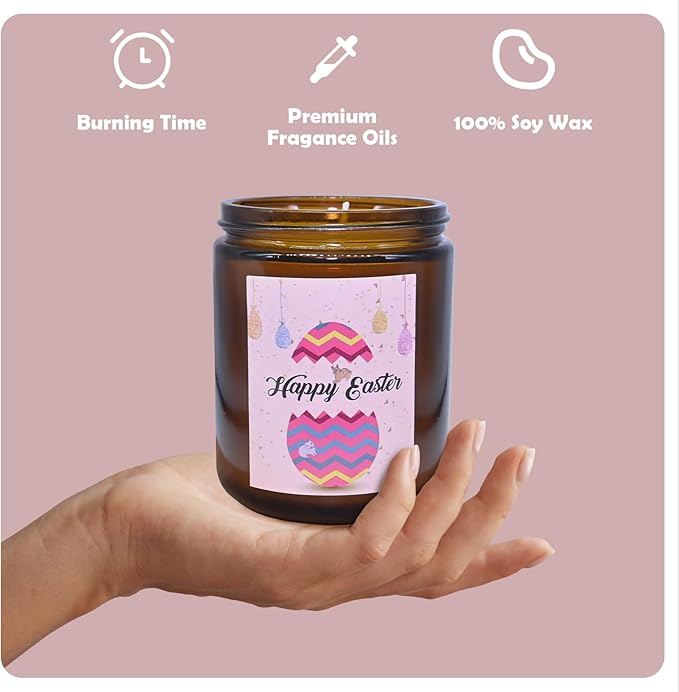 Easter Scented Candle, Spring Floral Collection Soy Aromatherapy Candles, Long Lasting Fresh Scent for Home Decor and Holiday Gifts (7oz, Lavender)