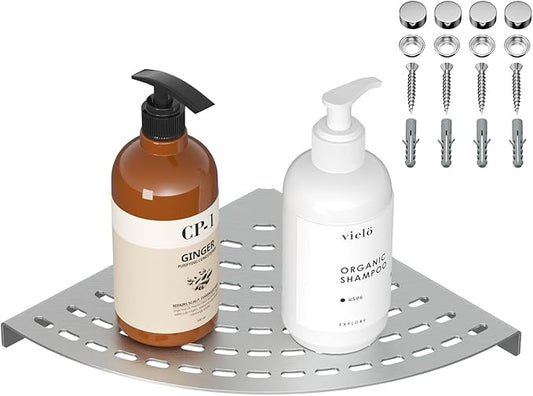 Corner Shower Shelves 304 Stainless Steel Brushed Nickel Shower Corner Shelf 8in Shower Shelves Drilling Installation Strong Load-Bearing Capacity
