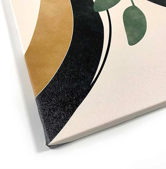 Boho Wall Art Prints，Boho Wall Decor, Mid Century Modern Wall Art，Set of 3 Prints, Abstract Geometric Prints Black Beige Terracotta Minimalist Art, Natural Framed Canvas Prints Artwork For Living Room