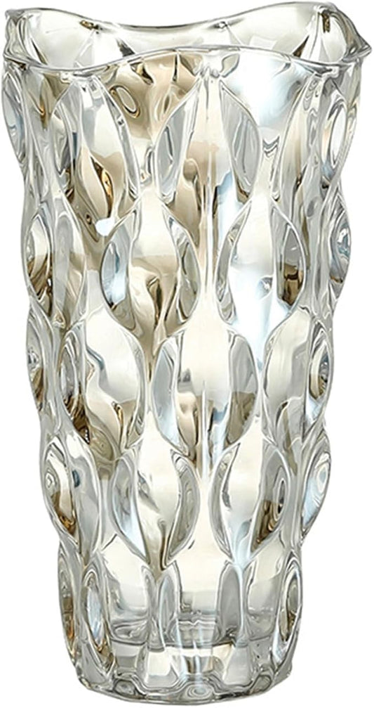 CEMABT 9.5inch 3.4 lb Glass Vases for Flowers Unbreakable Thickened Morden vase for Tables Centerpieces,Colorful,Vintage and Clear Rose Large Flower vases for Bouquet Unique Gifts（Champagne）