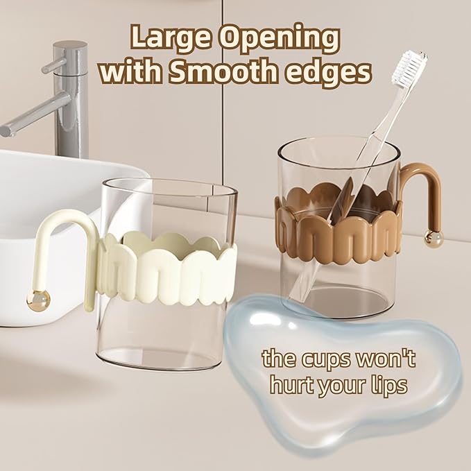 Transparent Mouthwash Cups, Toothbrush Holders, Mug for Mouth-Rinsing, Toothbrush Cups, Plastic Toothbrush and Toothpaste Organizer for Bathroom Vanity,Sink,Countertop (Green)