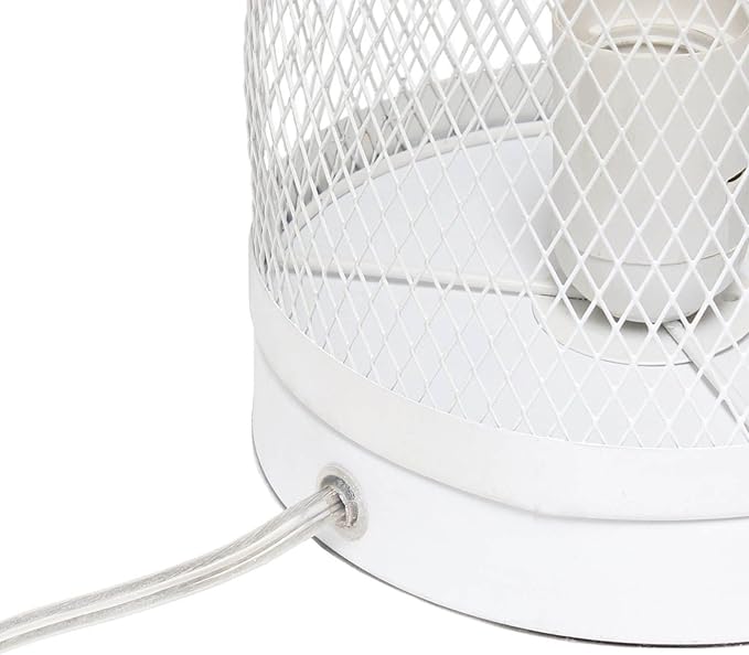 Simple Designs LT1075-WHT Cylindrical Steel Table Lamp, White