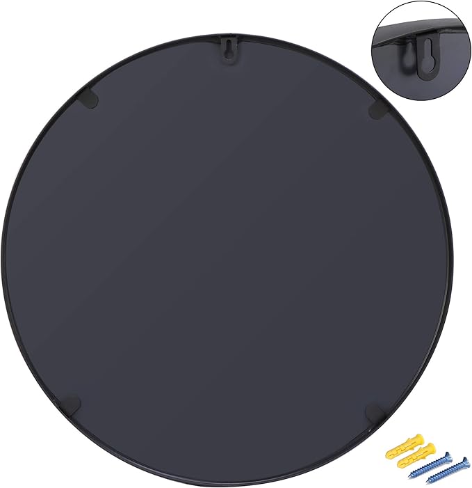 Smartxchoices Pack of 2 Black Round Mirror 18 Inch, Wall Mounted Circle Mirrors, Metal Vanity Mirror Wall Bathroom Décor，Washrooms, Living Rooms