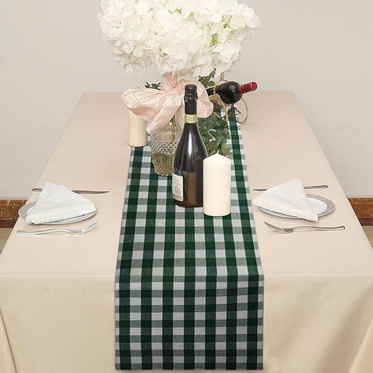 Urban Villa Christmas TableRunner 100% Cotton Fused Table Runner 14''x72'' Over Sized Hunter/White Table Runner Buffalo Check TableRunner Heavier Quality
