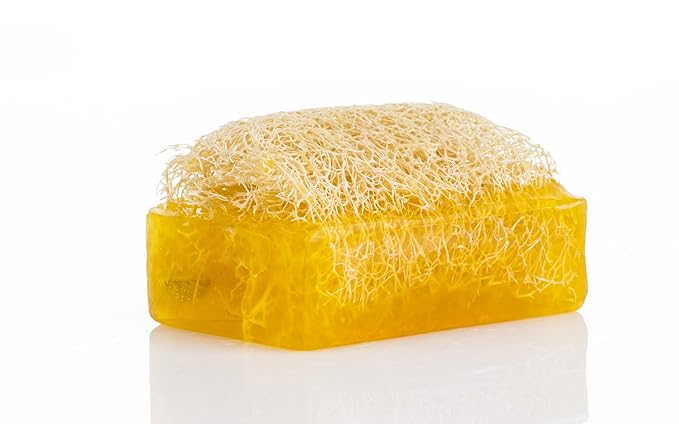 SABUN CO. Lemon Soap - Lemon Oil Loofah Soap - Natural, Handmade, Moisturizing, Exfoliating Luffa Soap | Face & Body Scrub Bar | for Dark Spots, Fine Lines, Athlete’s Foot [4.4 oz - 125 gr]