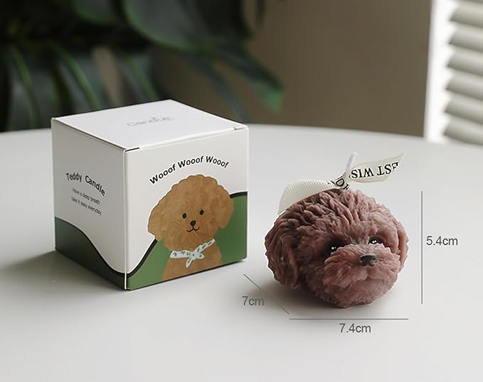 Teddy Dog Shaped Scented Candle,100G Cute Puppy Animal Aroma Soy Wax Decorative Novelty Candle for Table Photo Prop Birthday Gift,Prefect for Meditation Stress Relief Mood Boosting (Brown)