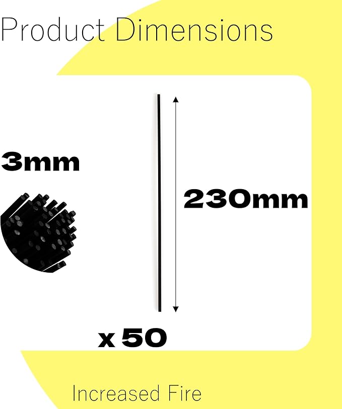 Black Oil Diffuser Sticks 50pcs 9in/23cm0.118in/3mm Fragrance Refill Fibre Reed Thick Diffuser Sticks for Home Office Spa and Bedroom