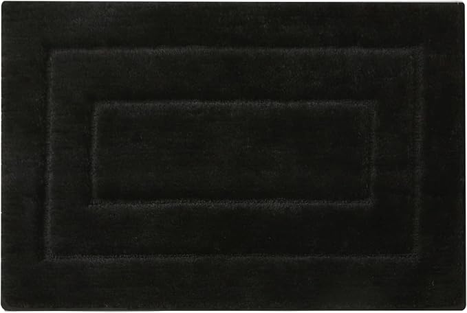 GRANNY SAYS Black Bathroom Rug, Non Slip Bath Mats for Bathroom, Super Soft and Water Absorbent, Microfiber Bath Rugs, Machine Wash Dry, Bath Rugs for Floor, Tub and Shower, 16" x 24"