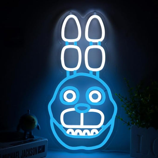 Bonnie The Rabbit Neon Signs for Wall Decor，LED Neon Lights for Bedroom，Birthday、Christmas Gifts for kids 5V Power Adapter 16.1 * 8.7Inch