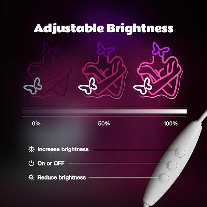 Gamerneon Elegant Butterfly Neon Sign Pink Neon Signs for Wall Decor Beautiful Club LED Lights for Bedroom Living Room Girls Party Bar Neon Light Sign Gift for Women