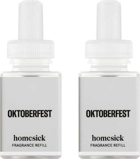 Pura & Homesick Home Scent Refill - Smart Clean Air Diffuser Fragrance - Up to 120-Hours of Luxury Fragrance per Refill - Household Essential - 2 Pack, Oktoberfest