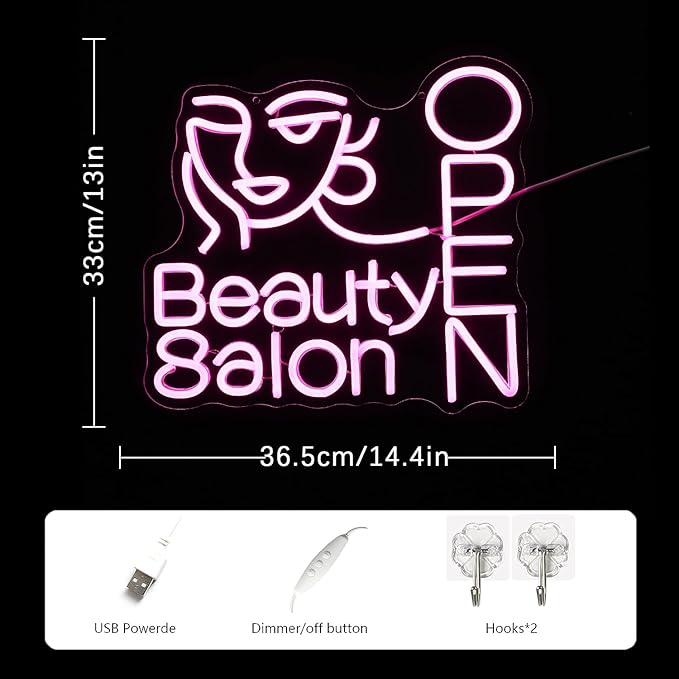 Beauty Salon Open Neon Sign Salon Neon Light Beauty Salon Led Light Open Neon Light Up Sign for Beauty Salon Nails Studio Hairdressing Shop Barber Shop Dressing Room Decoration