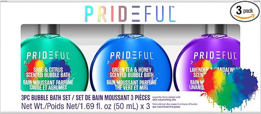 Prideful 3pc Bubble Bath Set (50ML) X 3 (Sage & Citrus, Green Tea & Honey, Lavender & Sandalwood)