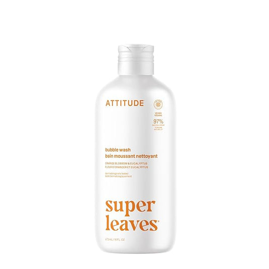 ATTITUDE Bubble Bath, EWG Verified, Plant and Mineral-Based, Dermatologically Tested, Vegan Body Care Products, Orange Leaves, 16 Fl Oz