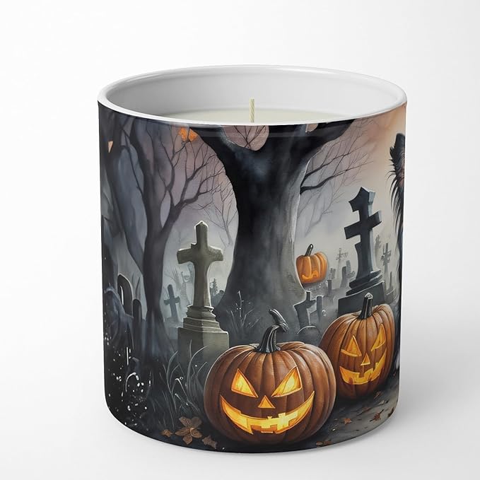 Caroline's Treasures DAC2069CDL Papillon Spooky Halloween Decorative Soy Candle Nature Soy Wax Essential Oil Home Decor Ideal for Bedroom Kitchen Bath Office Gift, 10 oz