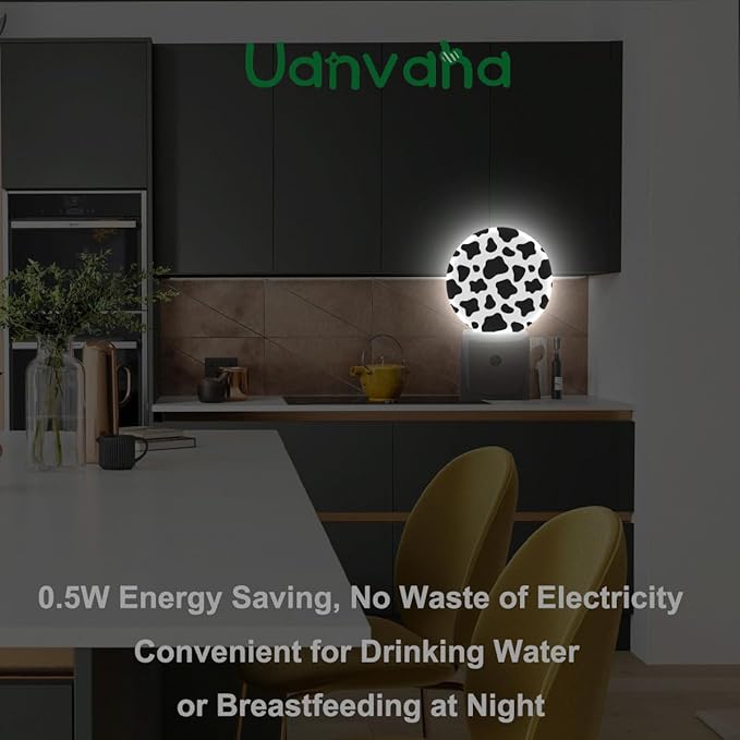 Cow Print Night Lights Plug into Wall Black White Dots Animal Skin Farmhouse Night Lamp Auto on/Off Dim Light Sleep Friendly for Family Friends Holiday Gifts & Home Decor