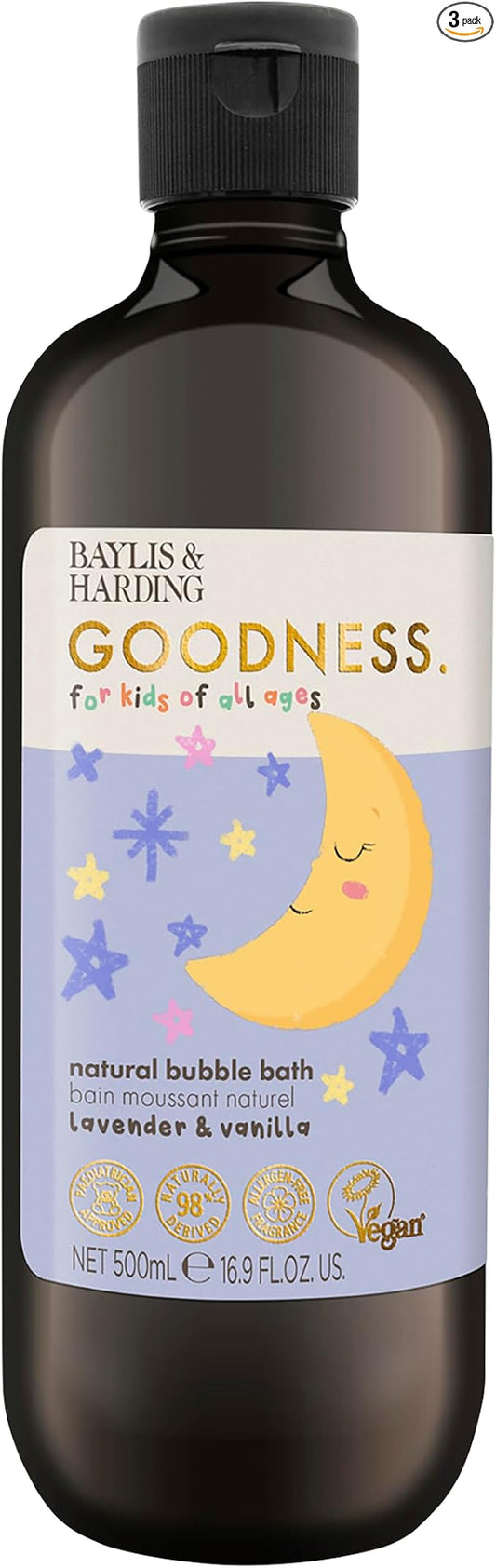 Baylis & Harding Natural Lavender & Vanilla Bubble Bath for Kids of All Ages-16.9oz - PACK of 3