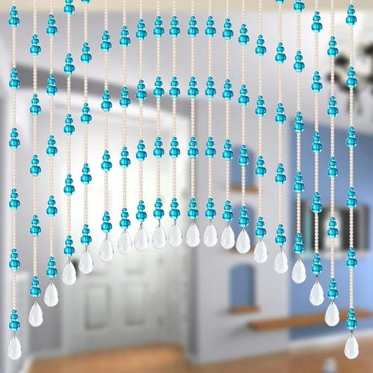 Hanging Glass Door Beads Beaded Curtains Valance Self-Adhesive for Doorways Crystals Stran Arched Windows, Clear Crystal Room Bead Partition Curtain Door Frame Beads for Doorways Closets 4