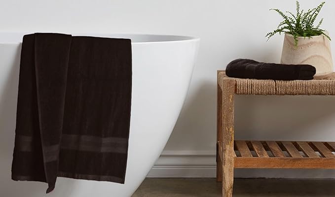 BOUTIQUO Premium Cotton 4 Pack Bath Towel Set - 100% Pure Cotton - 4 Bath Towels 27X54 - Ideal for Everyday Use - Ultra Soft & Highly Absorbent - Chocolate Brown