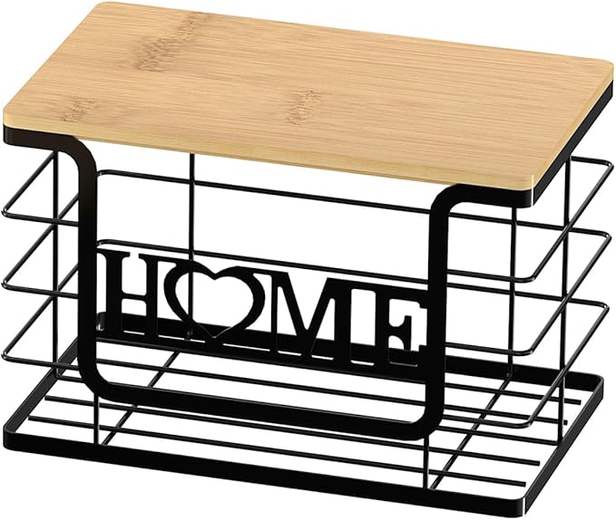 Trash Bag Holder, Thipoten Trash Bags Dispenser with Bamboo Top, Suitable for Garbage Bags Purchased Online or Supermarket, Perfect Storage Organizers for Cabinet, Under Sink (Black, Extra Large)