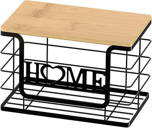 Trash Bag Holder, Thipoten Trash Bags Dispenser with Bamboo Top, Suitable for Garbage Bags Purchased Online or Supermarket, Perfect Storage Organizers for Cabinet, Under Sink (Black, Extra Large)