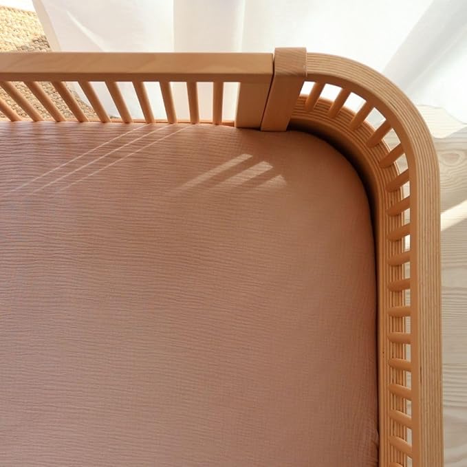 Denmark - Super Soft Muslin Mini Crib Sheets - 24'' x 38'' - 100% Organic Baby Crib Sheets for Boys and Girls (Blush)