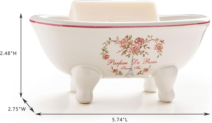 1 Piece 5.7"" Mini Ceramic Clawfoot Double Ended Bathtub Soap Dish Vintage Decortative Soap Dish (Style 01)