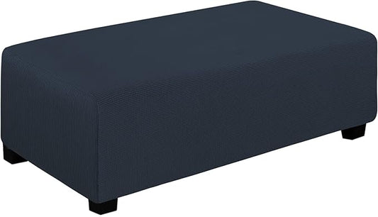Easy-Going Stretch Ottoman Cover Folding Storage Stool Furniture Protector Soft Rectangle Slipcover with Elastic Bottom (Ottoman XX-Large, Dark Blue)