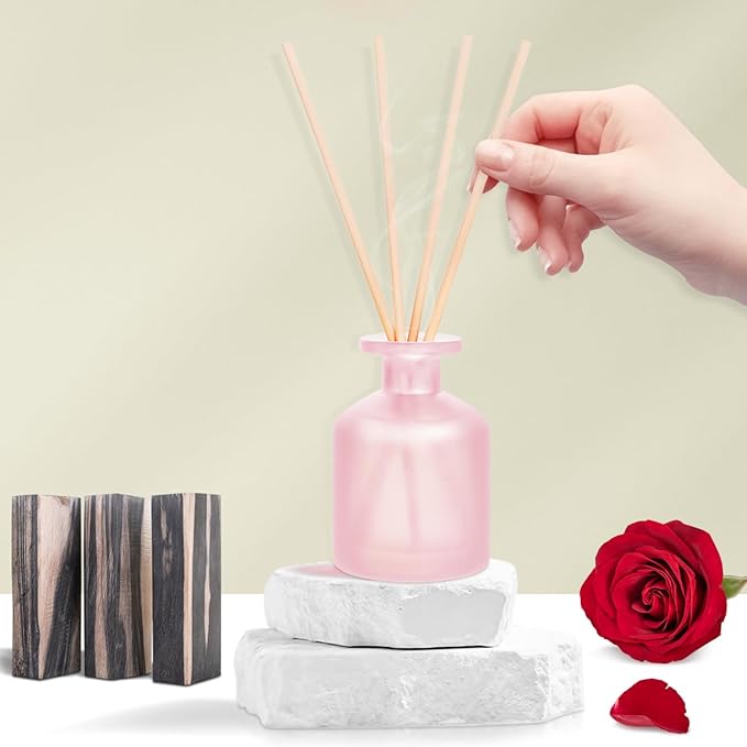 Reed Diffuser - Ebony Rose 3.38oz (100ml) 1 Pack Essential Oil Reed Diffuser Set with 8 Sticks, Long Lasting Fragrance for Home, Bathroom, Bedroom, Room, Decor