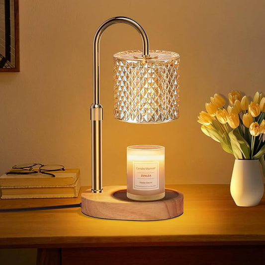 Candle Warmer Lamp with Timer, Candle Lamp with Dimmer and 2 Bulbs, Wax Warmer Height Adjustable for Home Decor, Wax Melt Warmer for Scented Candles