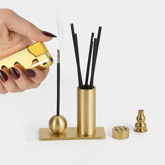 5pcs Brass Incense Stick Holder Storage，Incense Cone Stick Burner Brass Incense Holder for Sticks Meditation Room and Home Decor