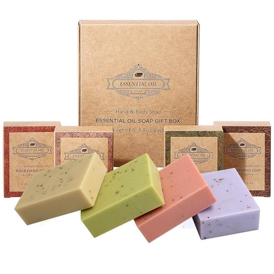 Essential Oil Soap Bar Set for Face & Body,Moisturizing,Softer Skin,Deep Cleansing,Natural Handmade Soap,Hypoallergenic Beauty Bar Sensitive Skin With Gentle Cleanser,For Men Women