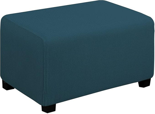 Easy-Going Stretch Ottoman Cover Folding Storage Stool Furniture Protector Soft Rectangle slipcover with Elastic Bottom(Ottoman Small,Deep Teal)