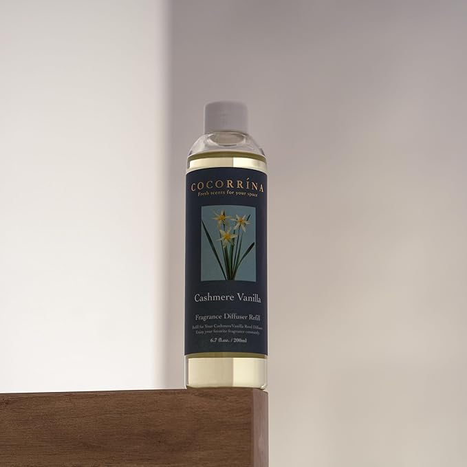 Cocorrína Reed Diffuser Refill - Cashmere Vanilla 6.7 oz. Scented Oil for Reed Diffuser Home Fragrance for Bedroom, Bathroom Home Decor