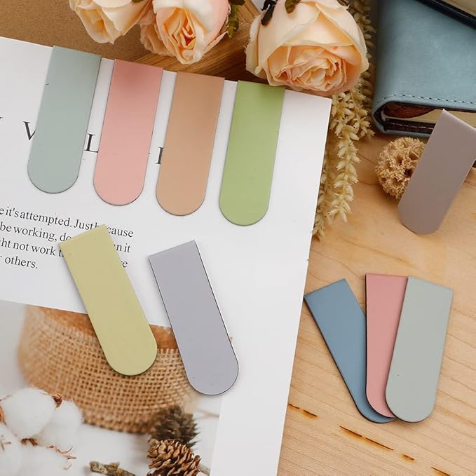 15PCS Magnetic Cute Bookmarks for Women, Men & Kids - Solid Colorful Light Bookmarks (Pack of 15)