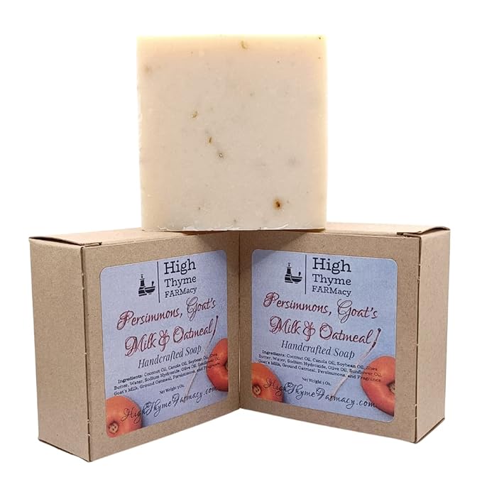 Persimmons, Goat's Milk & Oatmeal Soap - 5 Ounce Handcrafted Goat Milk Soap Bar - Persimmon Soap - Goats Milk Soap - Persimmon Goat's Milk Soap - Goats Milk Soap Bar - Exfoliating Bar Soap