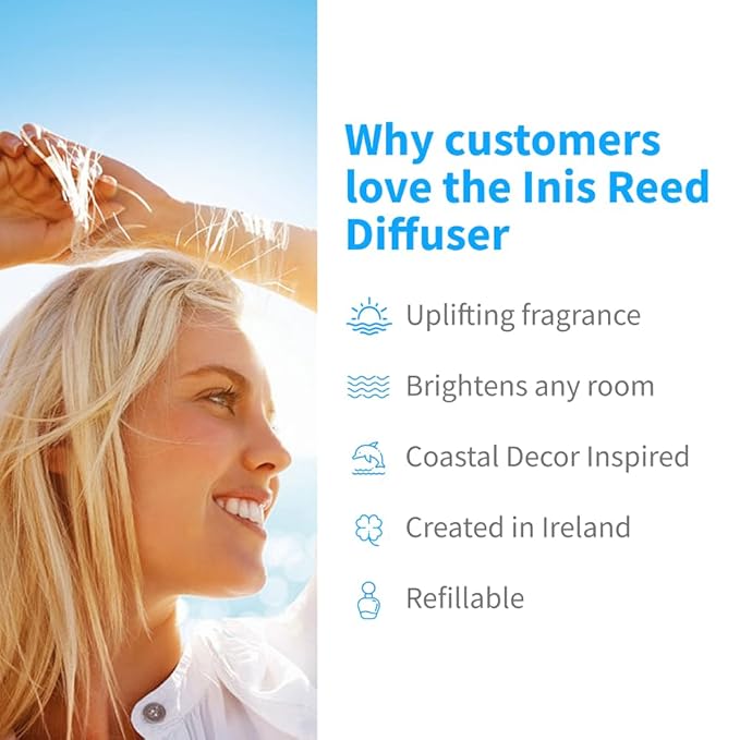 Inis The Energy of The Sea Fragrance Diffuser Set - Diffuser for Home - Reed Diffuser - Reed Diffuser for Home - Scent Diffuser for Home - Oil Diffuser - Essential Oil Diffuser - 3.3 Fluid Ounce