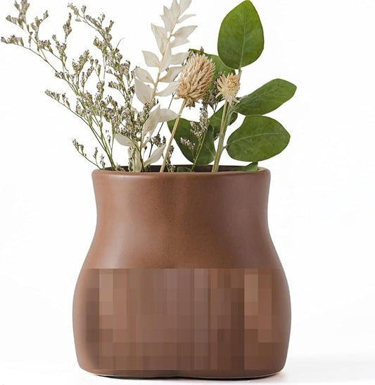 BASE ROOTS Plant Pot Ceramic Planter Vase with Drainage for Succulents, Cactus, Flowers - Ideal for Boho Indoor & Outdoor Garden, Aesthetic Living Room, Bedroom, Desk Organizer Decor & Gift Idea